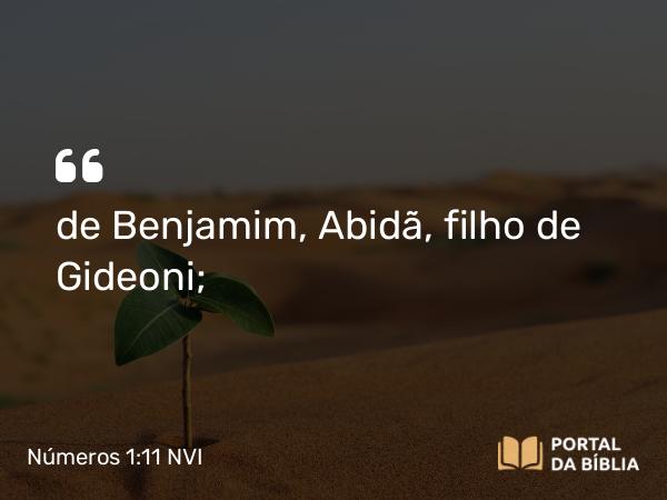 Números 1:11 NVI - de Benjamim, Abidã, filho de Gideoni;