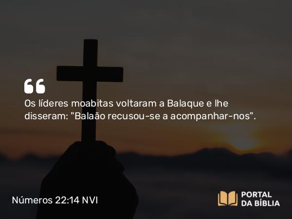 Números 22:14 NVI - Os líderes moabitas voltaram a Balaque e lhe disseram: 