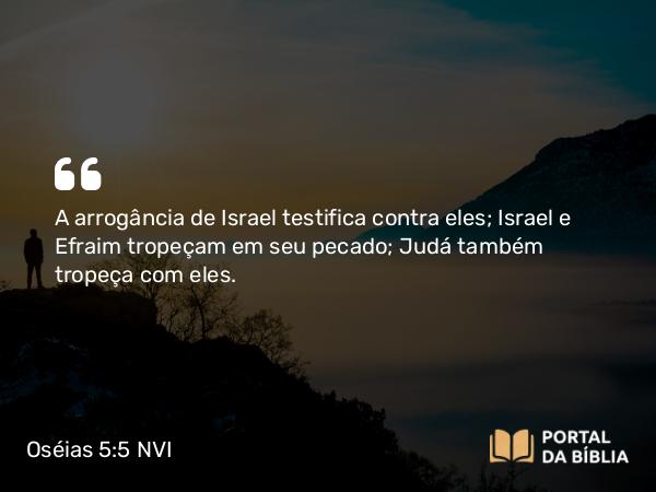 Oséias 5:5 NVI - A arrogância de Israel testifica contra eles; Israel e Efraim tropeçam em seu pecado; Judá também tropeça com eles.