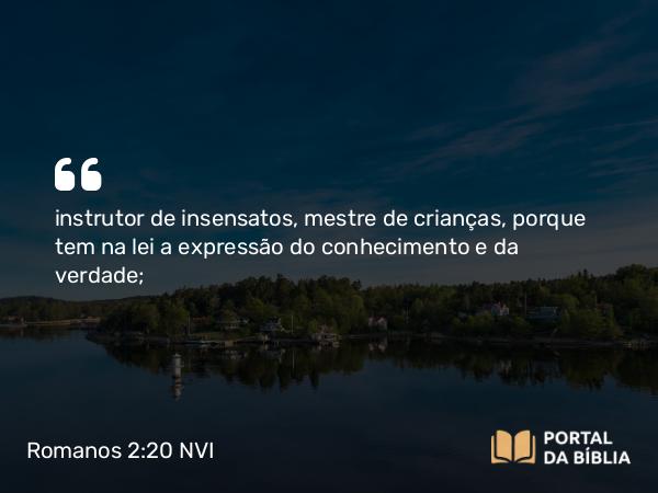 Romanos 2:20 NVI - instrutor de insensatos, mestre de crianças, porque tem na lei a expressão do conhecimento e da verdade;