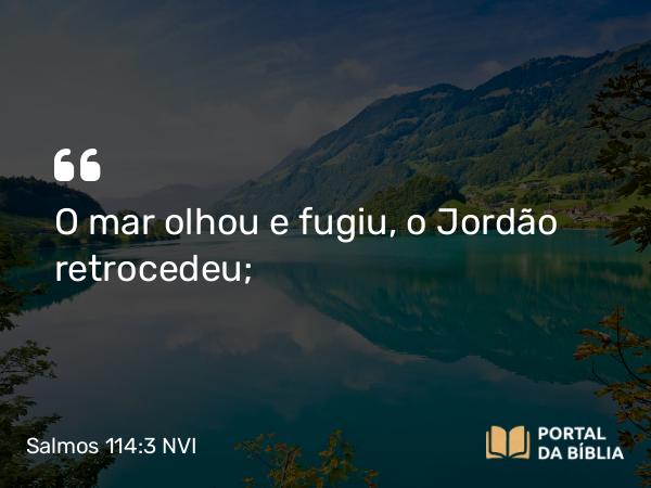 Salmos 114:3 NVI - O mar olhou e fugiu, o Jordão retrocedeu;