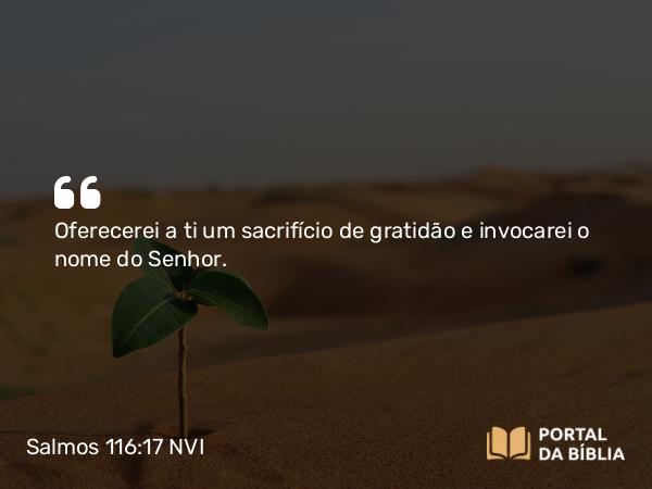 Salmos 116:17 NVI - Oferecerei a ti um sacrifício de gratidão e invocarei o nome do Senhor.