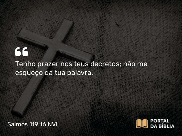 Salmos 119:16 NVI - Tenho prazer nos teus decretos; não me esqueço da tua palavra.