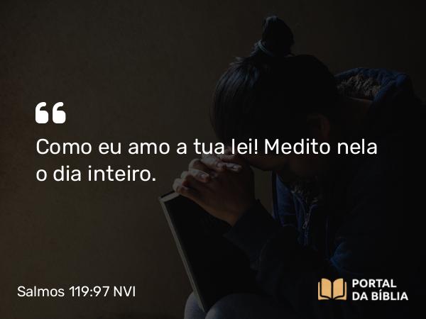 Salmos 119:97 NVI - Como eu amo a tua lei! Medito nela o dia inteiro.