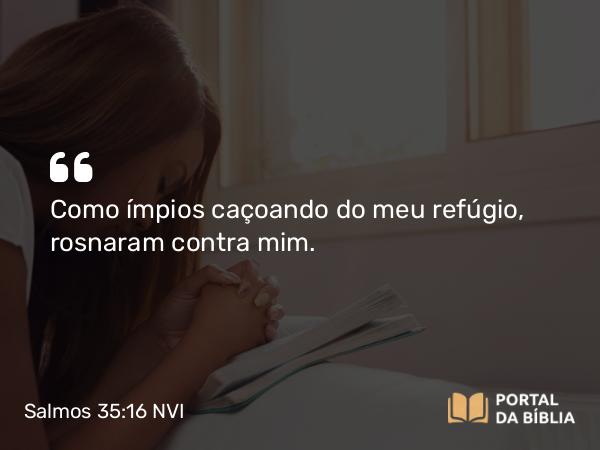 Salmos 35:16 NVI - Como ímpios caçoando do meu refúgio, rosnaram contra mim.