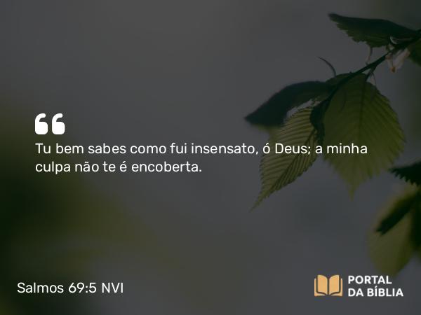 Salmos 69:5 NVI - Tu bem sabes como fui insensato, ó Deus; a minha culpa não te é encoberta.