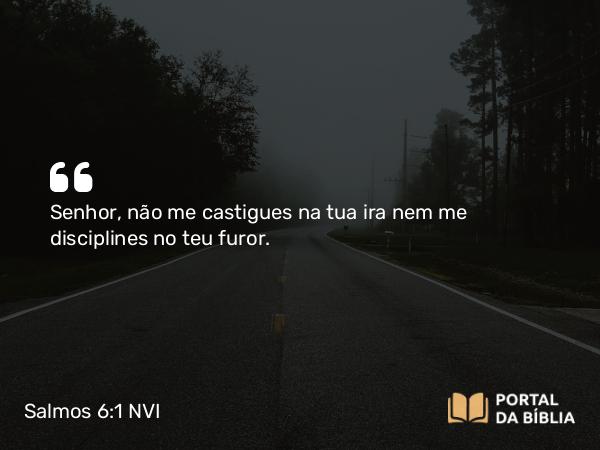 Salmos 6:1 NVI - Senhor, não me castigues na tua ira nem me disciplines no teu furor.