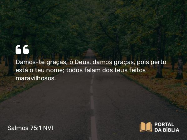 Salmos 75:1 NVI - Damos-te graças, ó Deus, damos graças, pois perto está o teu nome; todos falam dos teus feitos maravilhosos.