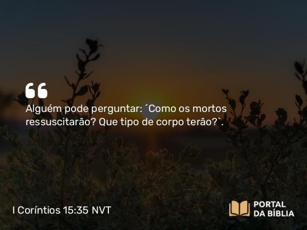 I Coríntios 15:35 NVT - Alguém pode perguntar: “Como os mortos ressuscitarão? Que tipo de corpo terão?”.