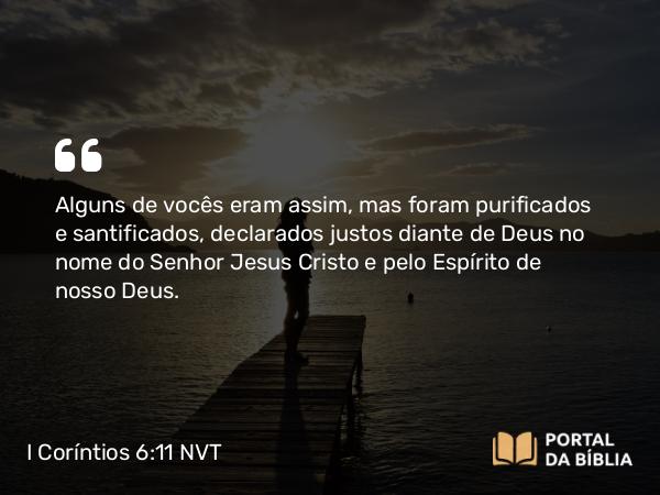 I Coríntios 6:11 NVT - Alguns de vocês eram assim, mas foram purificados e santificados, declarados justos diante de Deus no nome do Senhor Jesus Cristo e pelo Espírito de nosso Deus.