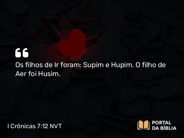 I Crônicas 7:12 NVT - Os filhos de Ir foram: Supim e Hupim. O filho de Aer foi Husim.