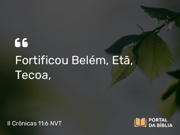 II Crônicas 11:6 NVT - Fortificou Belém, Etã, Tecoa,