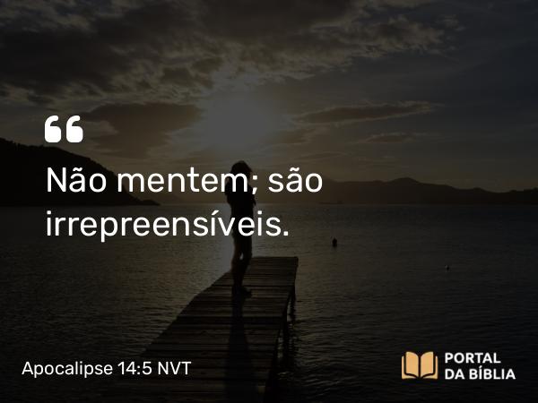 Apocalipse 14:5 NVT - Não mentem; são irrepreensíveis.