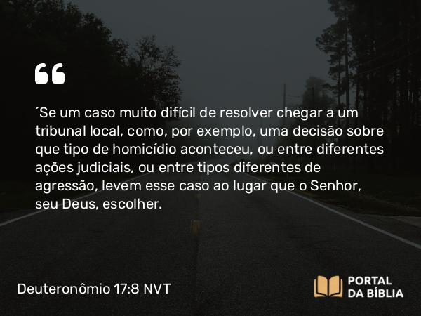 Deuteronômio 17:8-9 NVT - “Se um caso muito difícil de resolver chegar a um tribunal local, como, por exemplo, uma decisão sobre que tipo de homicídio aconteceu, ou entre diferentes ações judiciais, ou entre tipos diferentes de agressão, levem esse caso ao lugar que o SENHOR, seu Deus, escolher.