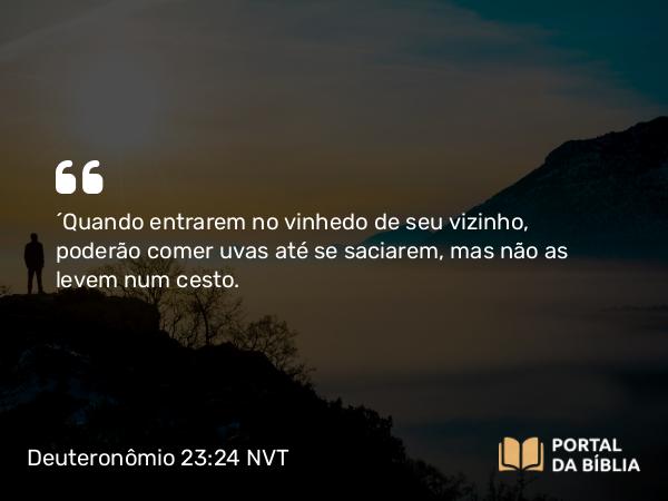 Deuteronômio 23:24 NVT - “Quando entrarem no vinhedo de seu vizinho, poderão comer uvas até se saciarem, mas não as levem num cesto.