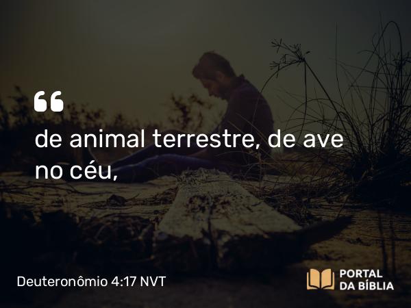 Deuteronômio 4:17 NVT - de animal terrestre, de ave no céu,