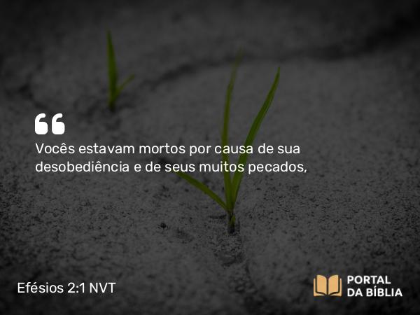 Efésios 2:1-10 NVT - Vocês estavam mortos por causa de sua desobediência e de seus muitos pecados,