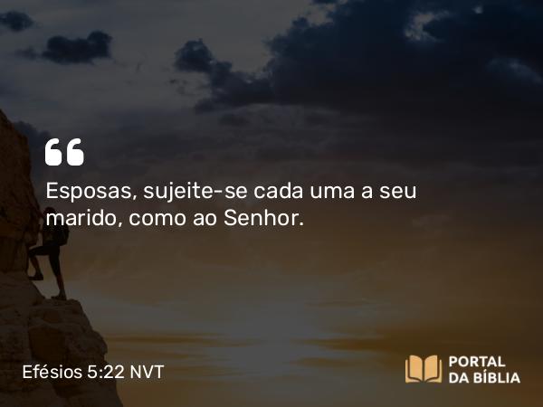 Efésios 5:22-24 NVT - Esposas, sujeite-se cada uma a seu marido, como ao Senhor.