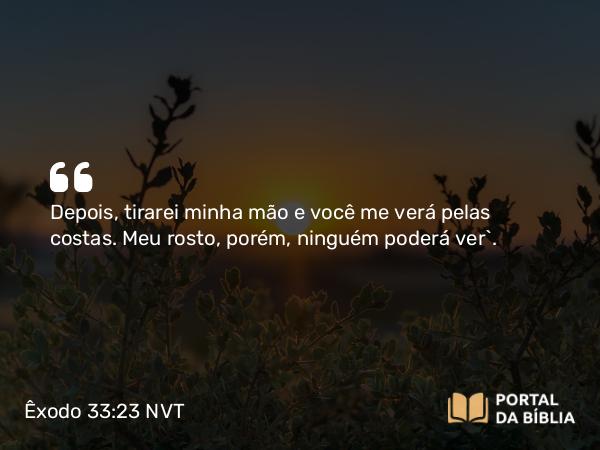 Êxodo 33:23 NVT - Depois, tirarei minha mão e você me verá pelas costas. Meu rosto, porém, ninguém poderá ver”.