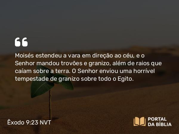 Êxodo 9:23-25 NVT - Moisés estendeu a vara em direção ao céu, e o SENHOR mandou trovões e granizo, além de raios que caíam sobre a terra. O SENHOR enviou uma horrível tempestade de granizo sobre todo o Egito.