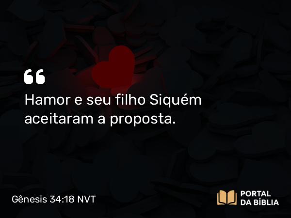 Gênesis 34:18 NVT - Hamor e seu filho Siquém aceitaram a proposta.