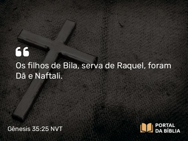 Gênesis 35:25 NVT - Os filhos de Bila, serva de Raquel, foram Dã e Naftali.