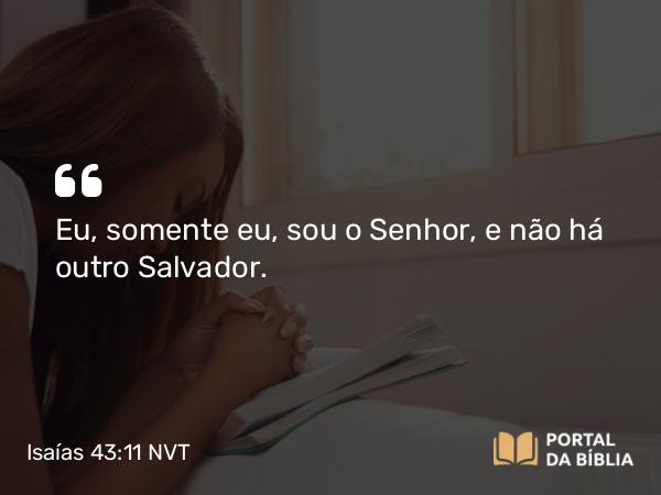 Isaías 43:11 NVT - Eu, somente eu, sou o SENHOR, e não há outro Salvador.