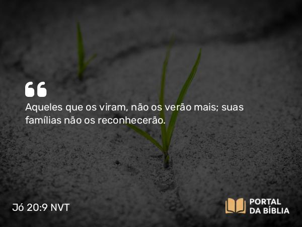 Jó 20:9 NVT - Aqueles que os viram, não os verão mais; suas famílias não os reconhecerão.