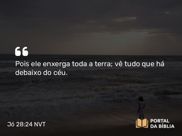 Jó 28:24 NVT - Pois ele enxerga toda a terra; vê tudo que há debaixo do céu.