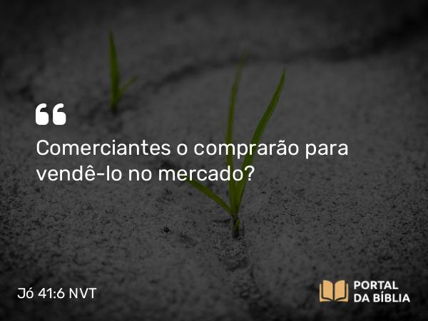 Jó 41:6 NVT - Comerciantes o comprarão para vendê-lo no mercado?