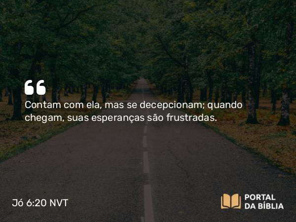 Jó 6:20 NVT - Contam com ela, mas se decepcionam; quando chegam, suas esperanças são frustradas.