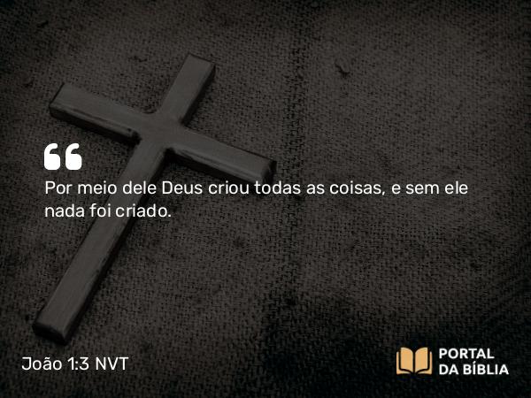 João 1:3 NVT - Por meio dele Deus criou todas as coisas, e sem ele nada foi criado.