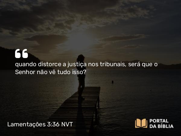 Lamentações 3:36 NVT - quando distorce a justiça nos tribunais, será que o Senhor não vê tudo isso?