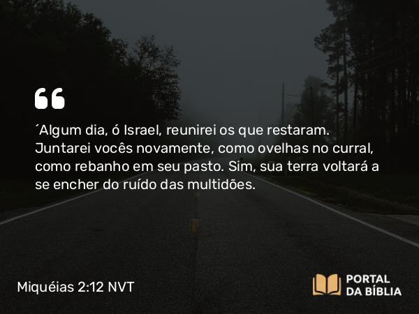 Miquéias 2:12 NVT - “Algum dia, ó Israel, reunirei os que restaram. Juntarei vocês novamente, como ovelhas no curral, como rebanho em seu pasto. Sim, sua terra voltará a se encher do ruído das multidões.