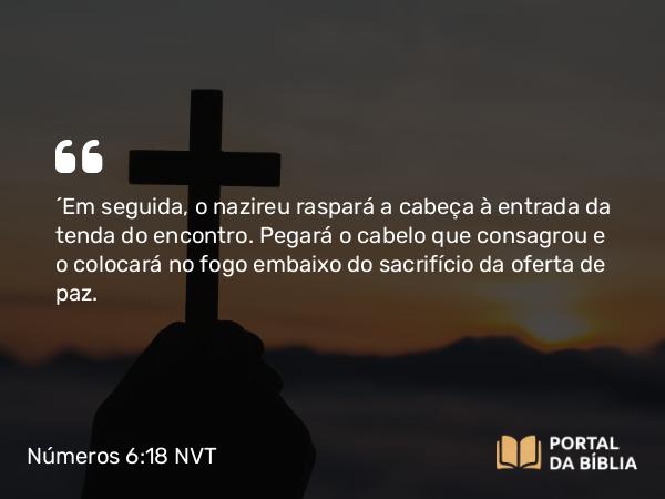 Números 6:18 NVT - “Em seguida, o nazireu raspará a cabeça à entrada da tenda do encontro. Pegará o cabelo que consagrou e o colocará no fogo embaixo do sacrifício da oferta de paz.