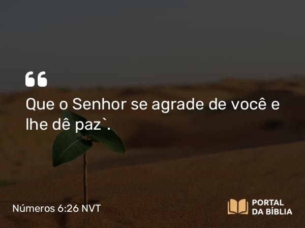 Números 6:26 NVT - Que o SENHOR se agrade de você e lhe dê paz’.