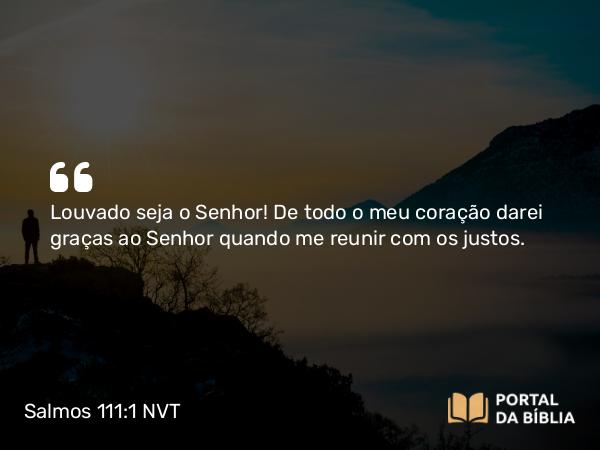 Salmos 111:1 NVT - Louvado seja o SENHOR! De todo o meu coração darei graças ao SENHOR quando me reunir com os justos.