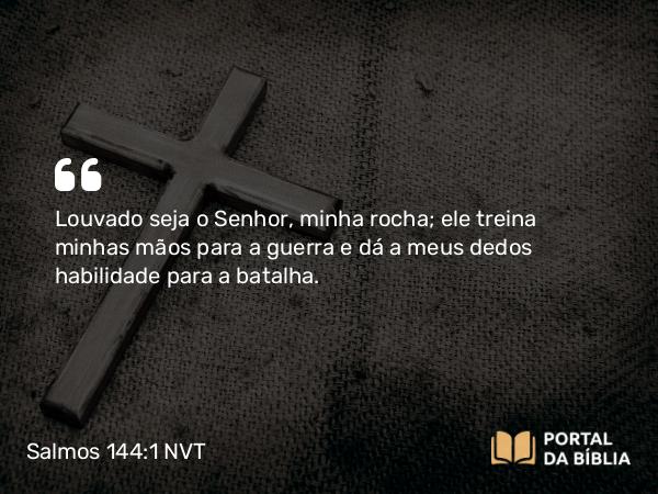 Salmos 144:1 NVT - Louvado seja o SENHOR, minha rocha; ele treina minhas mãos para a guerra e dá a meus dedos habilidade para a batalha.