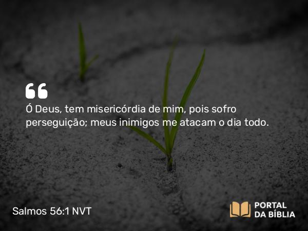 Salmos 56:1 NVT - Ó Deus, tem misericórdia de mim, pois sofro perseguição; meus inimigos me atacam o dia todo.