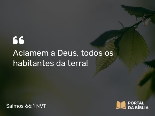 Salmos 66:1 NVT - Aclamem a Deus, todos os habitantes da terra!