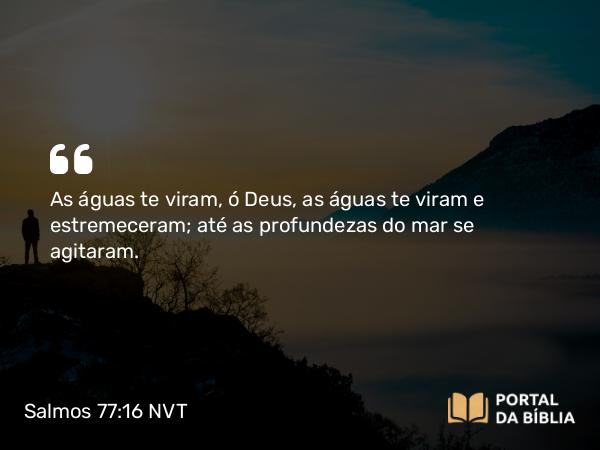 Salmos 77:16 NVT - As águas te viram, ó Deus, as águas te viram e estremeceram; até as profundezas do mar se agitaram.