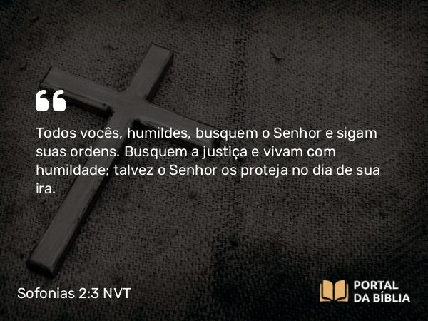 Sofonias 2:3 NVT - Todos vocês, humildes, busquem o SENHOR e sigam suas ordens. Busquem a justiça e vivam com humildade; talvez o SENHOR os proteja no dia de sua ira.